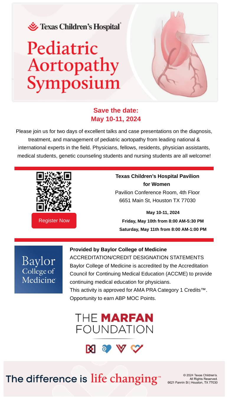 Poster for the Pediatric Aortopathy Symposium 2024